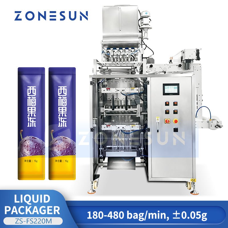 ZONESUN ZS-FS220M Auto Multi-Lane VFFS Machine for Efficient Liquid Sachet Forming, Filling&Sealing