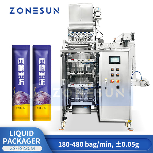 ZONESUN ZS-FS220M Auto Multi-Lane VFFS Machine for Efficient Liquid Sachet Forming, Filling&Sealing
