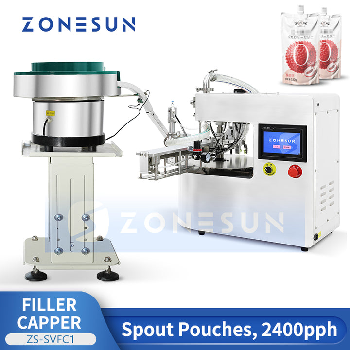 Zonesun ZS-SVFC1 Rotary Filler Capper | Servo Motor Driven | Spout Pouch Packaging