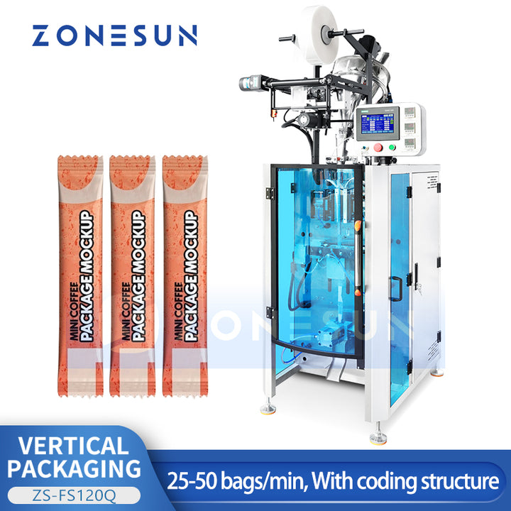 ZONESUN ZS-FS120Q Vertical Powder Packing Machine|Automatic Sachet Auger Filler and Sealer