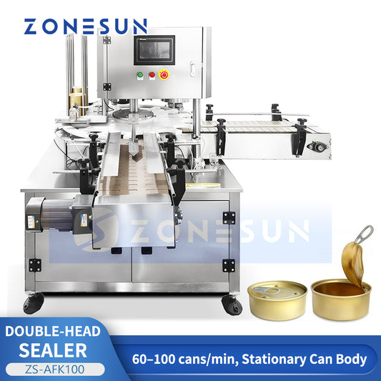 ZONESUN ZS-AFK100 Automatic Double Head Can Sealing Machine for Food Beverage and Chemical Cans