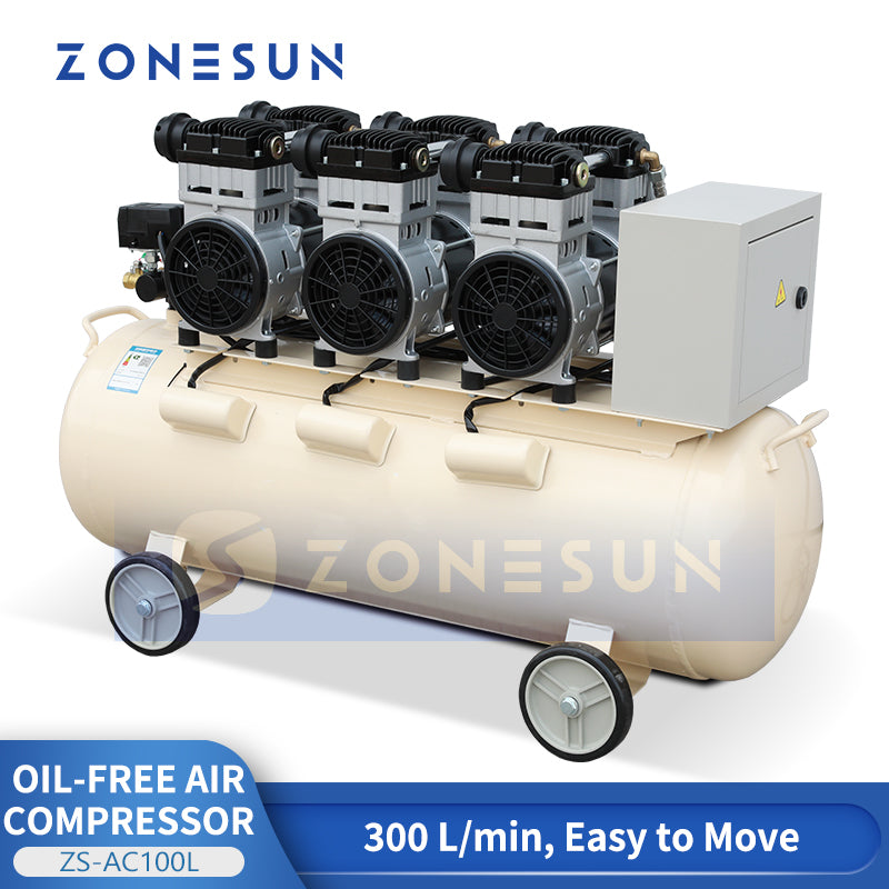 ZONESUN ZS-AC100L 100L Oil-Free Silent Air Compressor with Copper Motor