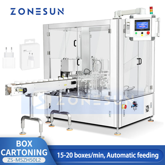 ZONESUN ZS-MSZH50L2 Automatic Vertical Cartoning Machine for Plugs, Chargers and Small Items
