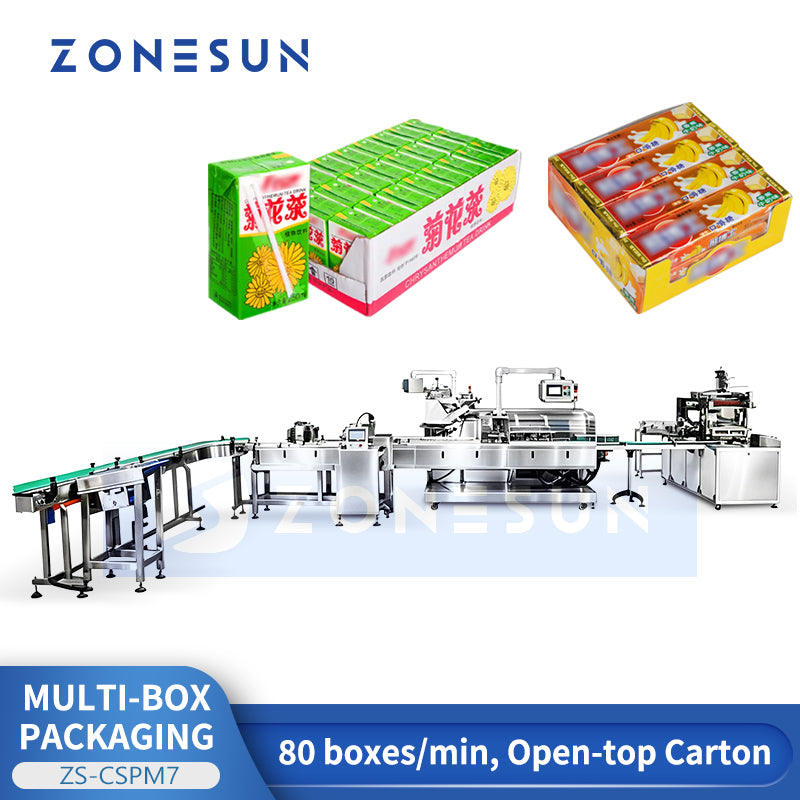 High Speed: ZONESUN ZS-CSPM7 Automatic Box Stacking and Open-Top Tray Cartoning Machine