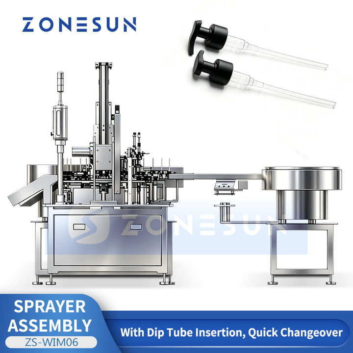 ZONESUN ZS-WIM06 Automatic Trigger Sprayer Pump Head Assembly Machine with Dip Tube Cutting&Inserting