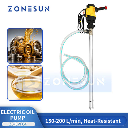 ZONESUN ZS-EVF04 High-Flow Heat-Resistant Electric Oil Drum Pump for Cooking Oil and Industrial Liquids