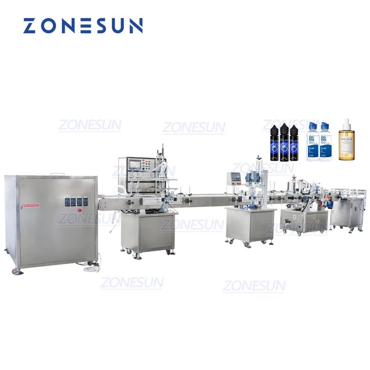 ZONESUN ZS-FAL180R8 Fully Automatic Magnetic Pump Round Bottles Filling Capping Labeling Machine