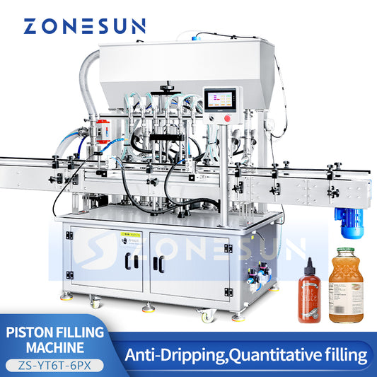 ZONESUN ZS-YT6T-6PX 6 Nozzles Servo Motor Paste Filling Machine With Feeding Pump