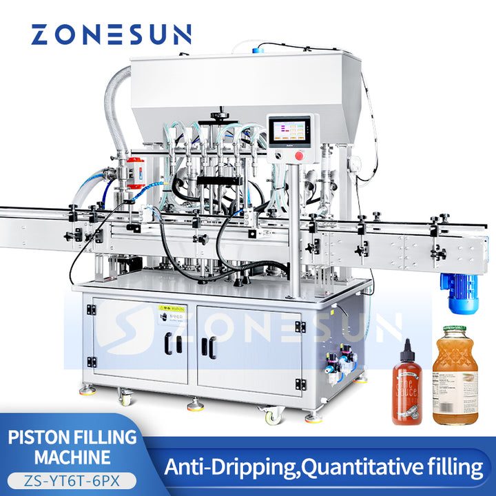 ZONESUN ZS-YT6T-6PX 6 Nozzles Servo Motor Paste Filling Machine With Feeding Pump