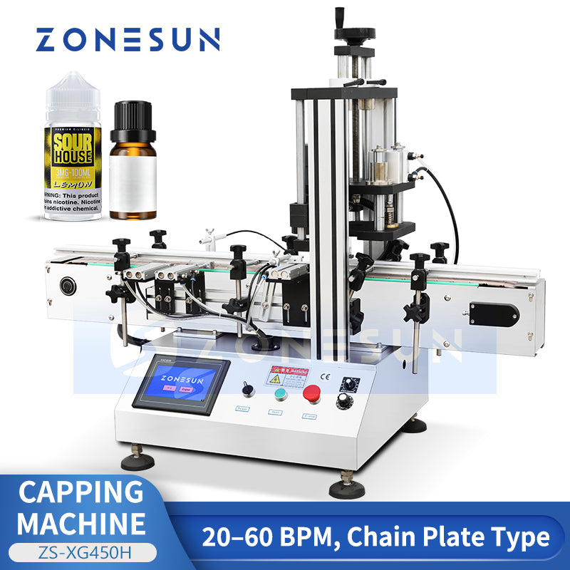 ZONESUN ZS-XG450H Automatic Desktop Capping Machine for Cosmetic, Pharmaceutical & Beverage Bottles