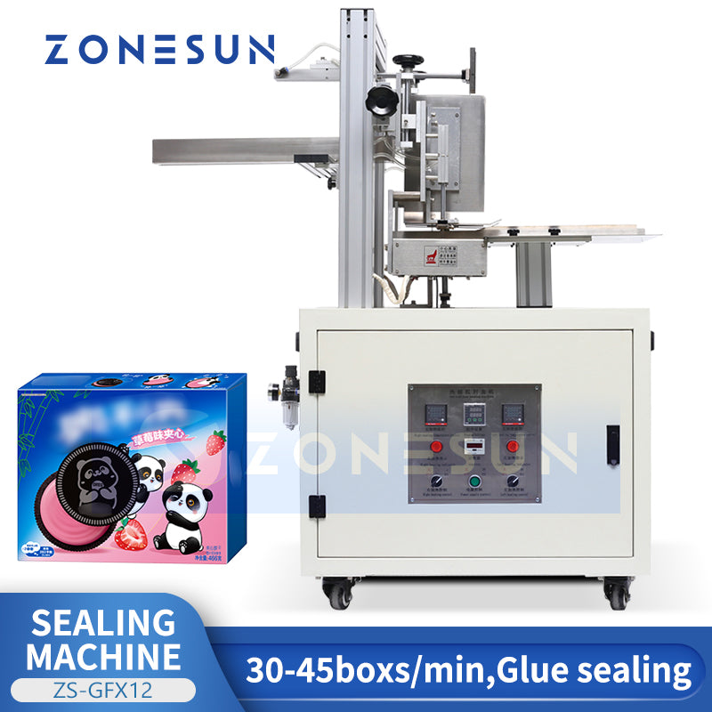 ZONESUN ZS-GFX12 Automatic Hot Melt Glue Box Sealing Machine with 4L Tank | Dual-Sided Gluing | Corrugated Carton Folder Gluer