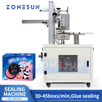 ZONESUN ZS-GFX12 Automatic Hot Melt Glue Box Sealing Machine with 4L Tank | Dual-Sided Gluing | Corrugated Carton Folder Gluer
