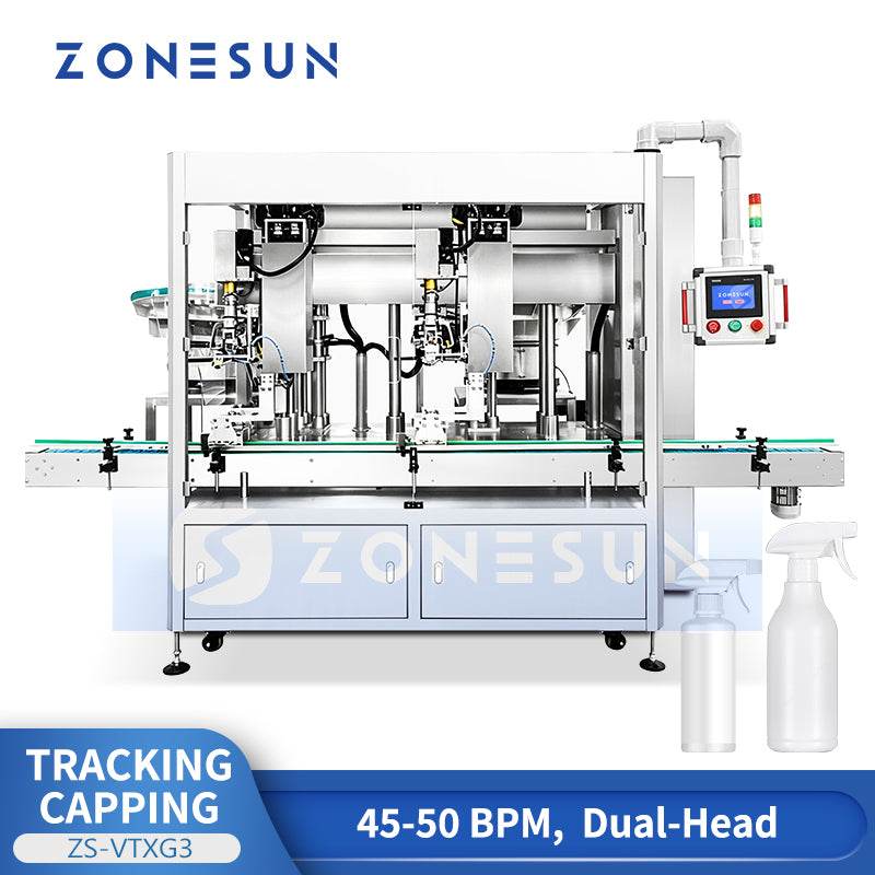 ZONESUN ZS-VTXG3 Dual-Head Tracking Pump & Spray Bottle Capping Machine Line