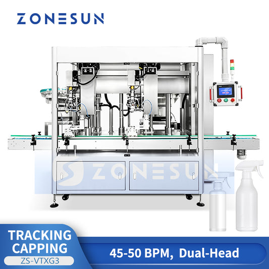 ZONESUN ZS-VTXG3 Dual-Head Tracking Pump & Spray Bottle Capping Machine Line