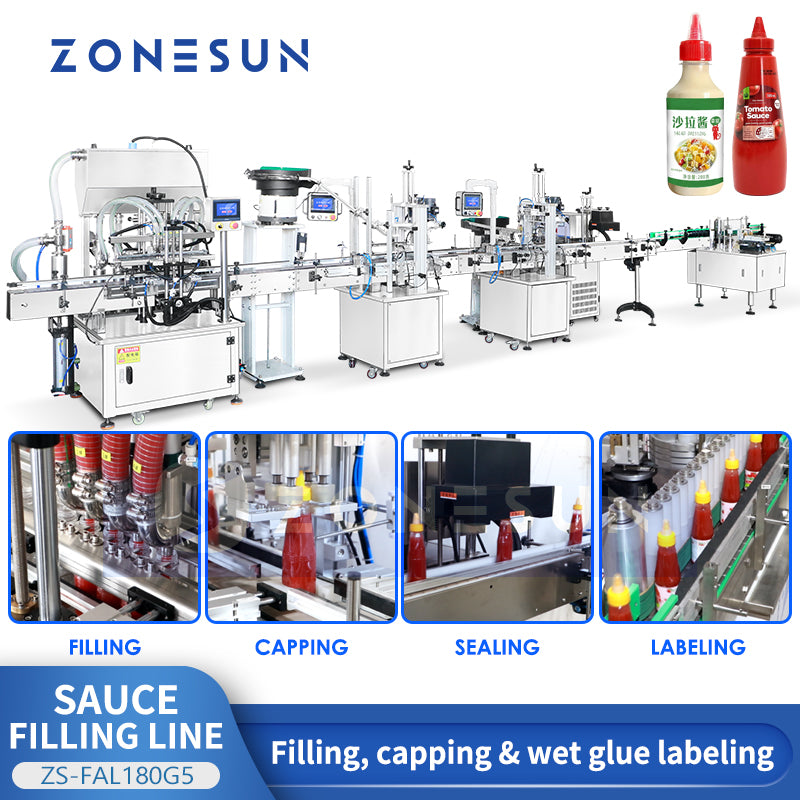 ZONESUN ZS-FAL180G5 sauce filling line overview