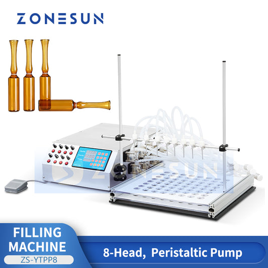 ZONESUN ZS-YTPP8 Compact 8-Head Peristaltic Pump Bottle Liquid Filling Machine