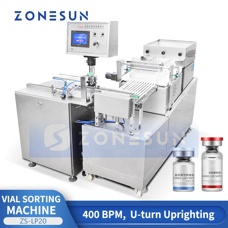 ZONESUN ZS-LP20 High-Speed Vial Sorting and Uprighting Machine for Pharma Lines