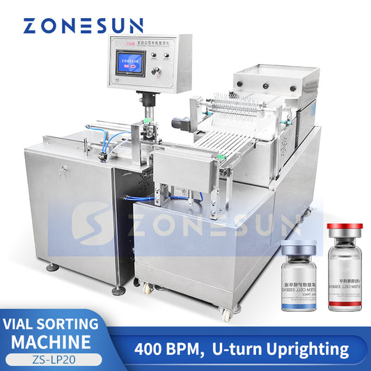 ZONESUN ZS-LP20 High-Speed Vial Sorting and Uprighting Machine for Pharma Lines