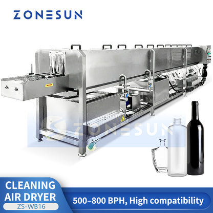 ZONESUN ZS-WB16 Automatic Bottle Washing and Drying Machine for Food Beverage and Cosmetic Container