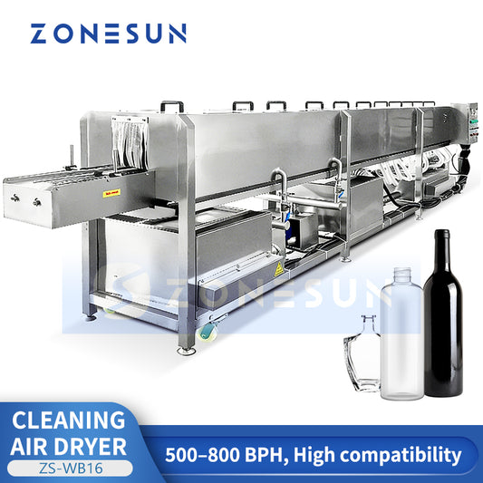 ZONESUN ZS-WB16 Automatic Bottle Washing and Drying Machine for Food Beverage and Cosmetic Container