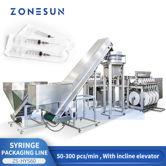 ZONESUN ZS-HYS60 Automatic Syringe Feeding and Pouch Packaging Line for Medical Use