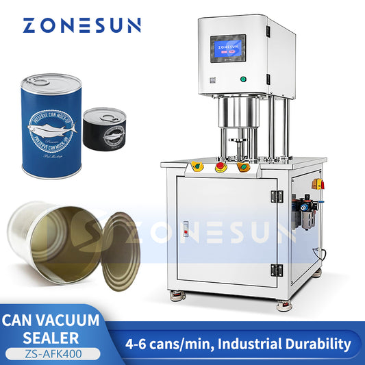Freshness Preserved: ZONESUN ZS-AFK400 Vacuum & Nitrogen Flush Can Sealing Machine for Aluminum Cans