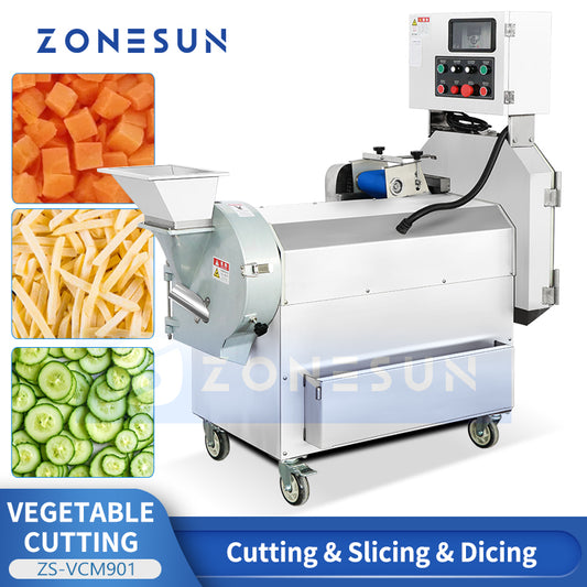 High Efficiency: ZONESUN ZS-VCM901 Multi-functional Industrial Vegetable Slicer, Dicers and Shredder