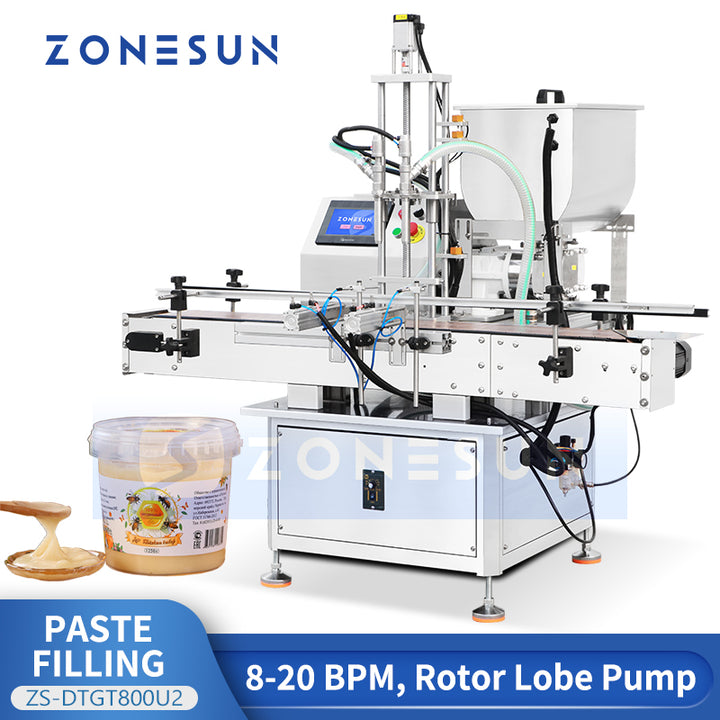 ZONESUN ZS-DTGT800U2 Automatic Paste Filling Machine with Rotor Lobe Pump for Peanut Butter