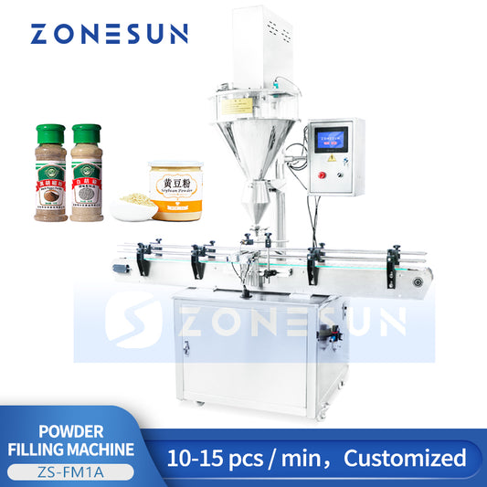 ZONESUN ZS-FM1A Powder Filling Machine with Mixing and Conveyor for Food, Coffee, and Milk Powder