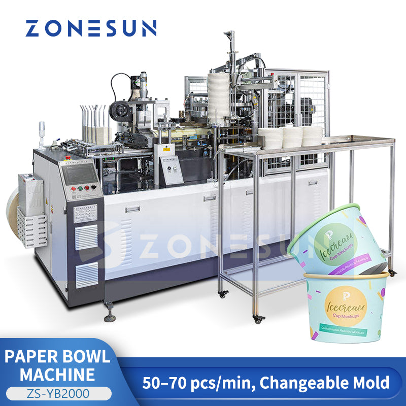 ZONESUN ZS-YB2000 Automatic Paper Bowl Forming Machine for Fast Food, Takeaway and FMCG Packaging