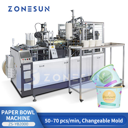 ZONESUN ZS-YB2000 Automatic Paper Bowl Forming Machine for Fast Food, Takeaway and FMCG Packaging