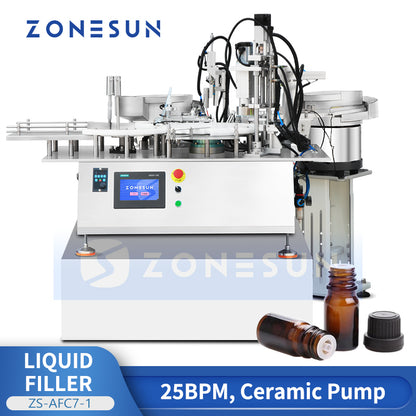 ZONESUN ZS-AFC7-1 Monoblock Desktop Compact  Automatic Eye Drop Bottle Filling Capping Machine Ceramic Pump Liquid Filler for Small Bottles
