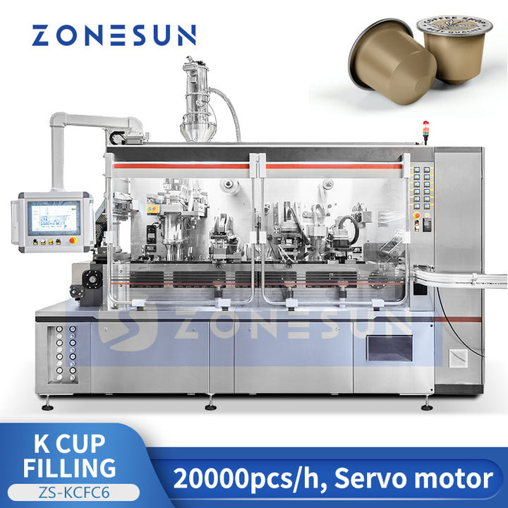 ZONESUN ZS-KCFC6 4-Lane K-Cup Coffee Capsule Filling and Sealing Machine