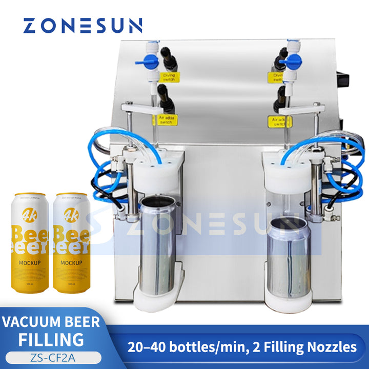 ZONESUN ZS-CF2A Dual-Head Vacuum Beer Filling Machine for Breweries