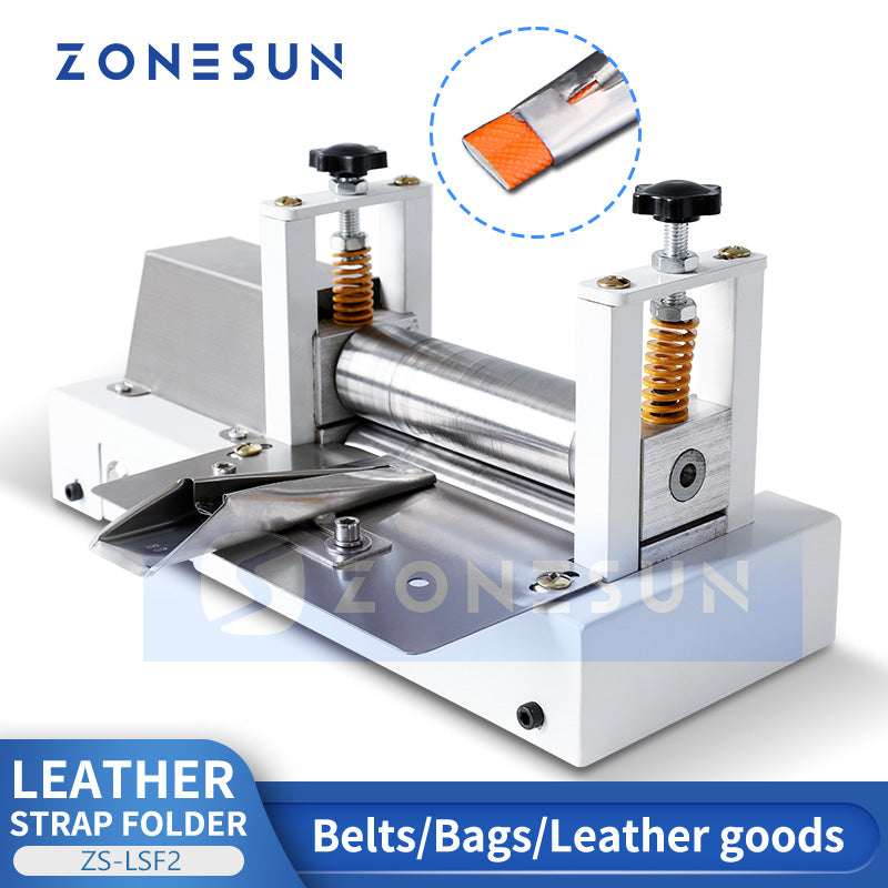 ZONESUN Manual Leather Belt Rolling Machine Shoulder Strap Leather Laminating Folding Machine ZS-LSF2