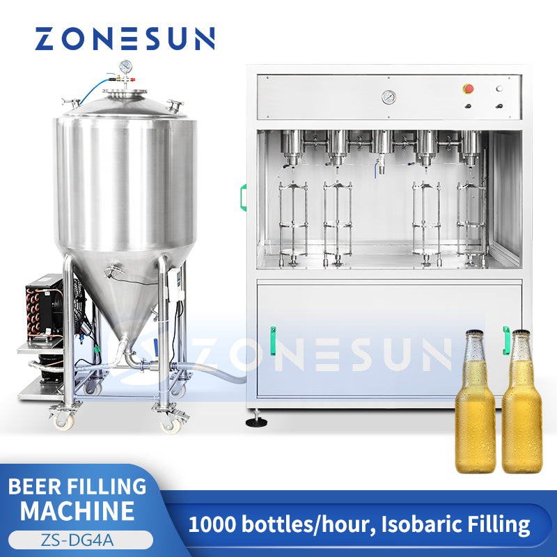 ZONESUN ZS-DG4A Automatic 4-Head Beer Isobaric Filling Machine with Fermentation Tank