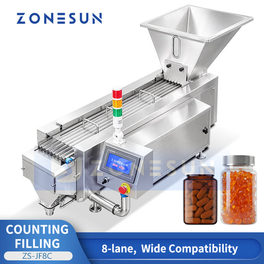 ZONESUN ZS-JF8C Semi-Automatic 8-Lane Electronic Candy Gummy Tablet Capsule Counting Filling Machine