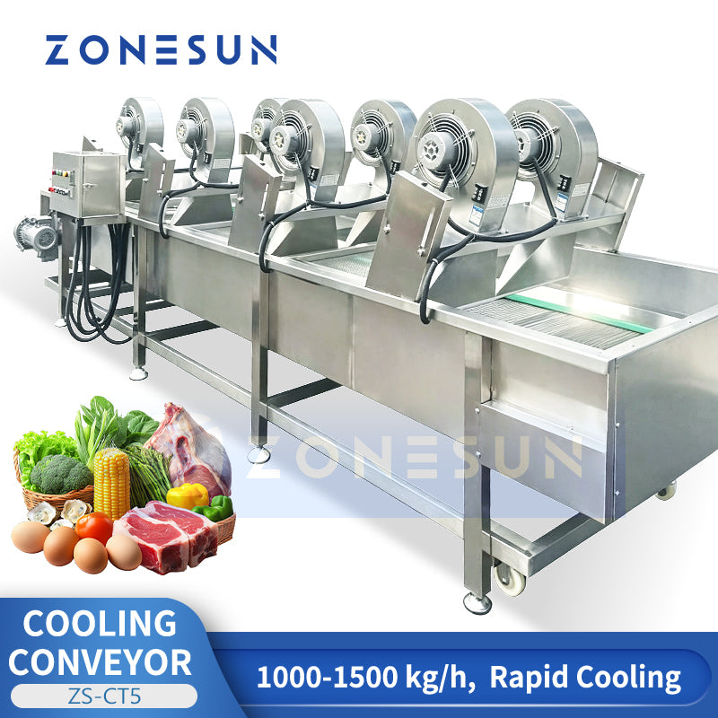 Rapid Cool: ZONESUN ZS-CT5 Industrial Air-Cooling Mesh Belt Conveyor for Roasted Nuts & Fried Foods