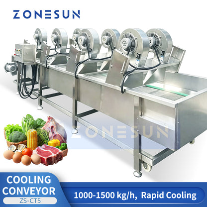 Rapid Cool: ZONESUN ZS-CT5 Industrial Air-Cooling Mesh Belt Conveyor for Roasted Nuts & Fried Foods