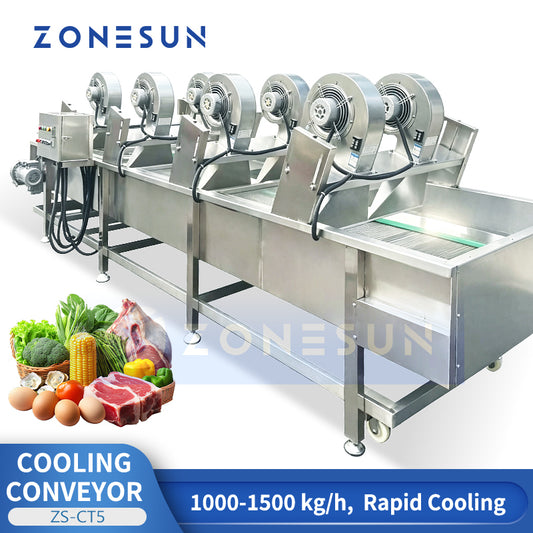 Rapid Cool: ZONESUN ZS-CT5 Industrial Air-Cooling Mesh Belt Conveyor for Roasted Nuts & Fried Foods