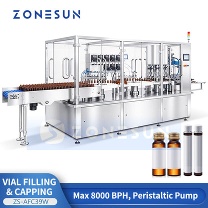 ZONESUN ZS-AFC39W High-Speed Automatic Collagen Drink Vial Air Rinsing Filling and Capping Machine
