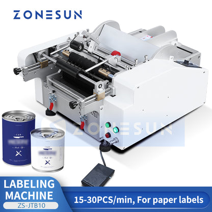 ZONESUN ZS-JTB10 Semi Automatic Wet Glue Labeling Machine for Round Bottles and Jars