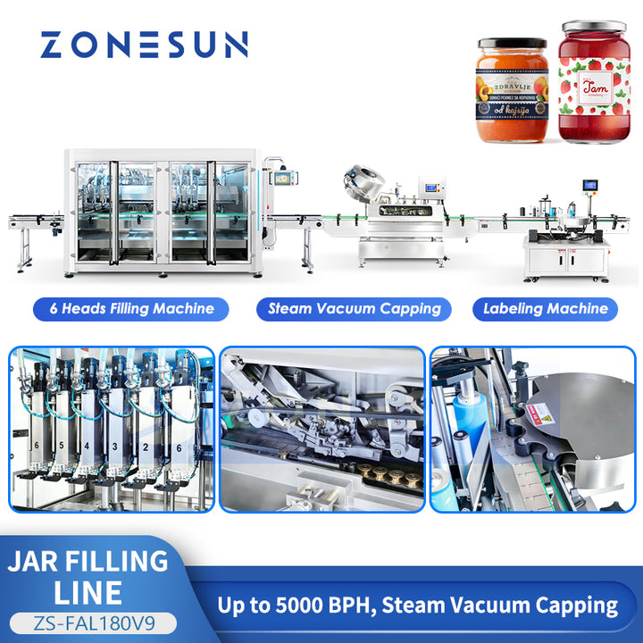 ZONESUN ZS-FAL180V9 Automatic Jam Sauce Filling and Vacuum Capping Line