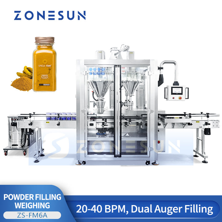 ZONESUN Automatic Dual Auger Powder Filling & Weighing Machine for Spice Coffee Powder ZS-FM6A