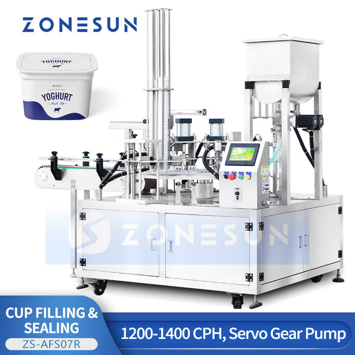 ZONESUN ZS-AFS07R Automatic Servo Gear Pump Rotary Cup Filling and Sealing Machine