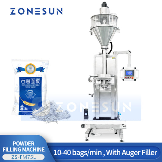 Precision Servo: ZONESUN ZS-FM75L Semi-Automatic Anti-Dust Auger Powder Bag Filling Machine