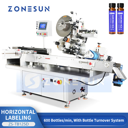 ZONESUN ZS-TB125D Automatic Horizontal Bottle Labeling Machine with Turnover and Coding System