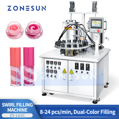 ZONESUN ZS-LG2C Dual-color Spiral Filler for Cosmetics & Paste for Cosmetic and Paste Products