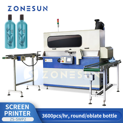 ZONESUN ZS-SWP2 Automatic Single Color Screen Printing Machine for Round and Oblate Bottles