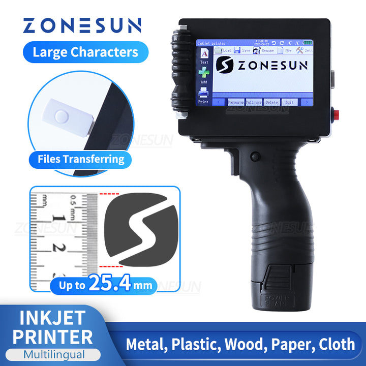 Zonesun ZS-HIP254 Handheld Inkjet Printer 25.4mm Coding Machine